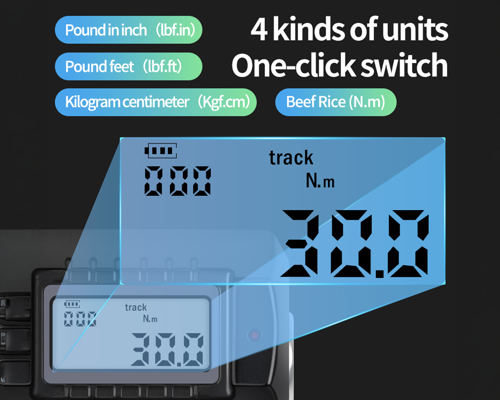 Torque wrench adapter with LCD screen
