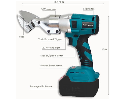 Shears with battery pack attached