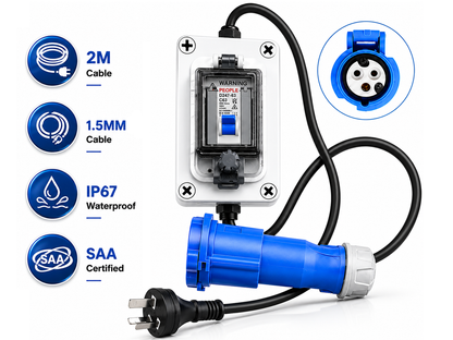 2M Caravan Extension Cable Adaptor with 10A IP67 MCB Breaker