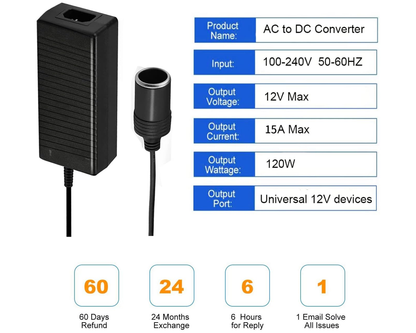 120W AC to DC Power Adapter Converter 230V-12V Car Cigarette Socket Charger