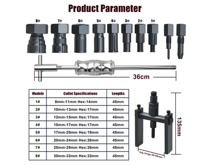 12PCS Blind Bearing Slide Hammer Tool Kit