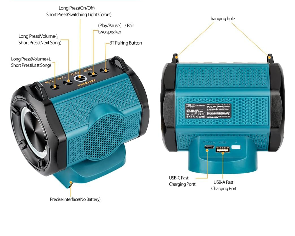 Makita Battery Compatible Bluetooth Speaker Fits LXT 18V Battery