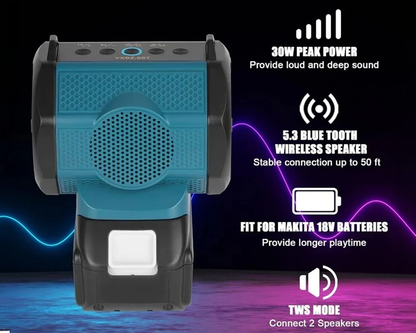 Makita Battery Compatible Bluetooth Speaker Fits LXT 18V Battery