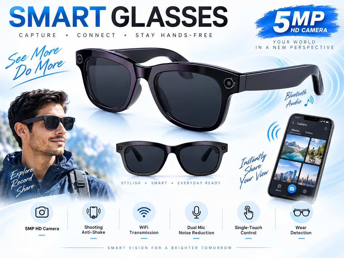 AI Smart Glasses 8K Camera ChatGPT Touch Bluetooth Player