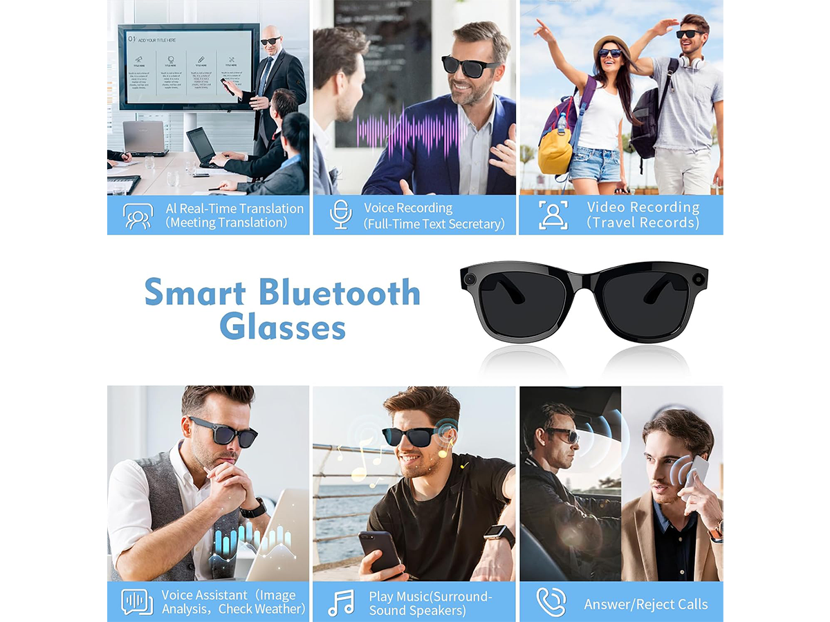 AI Smart Glasses 8K Camera ChatGPT Touch Bluetooth Player