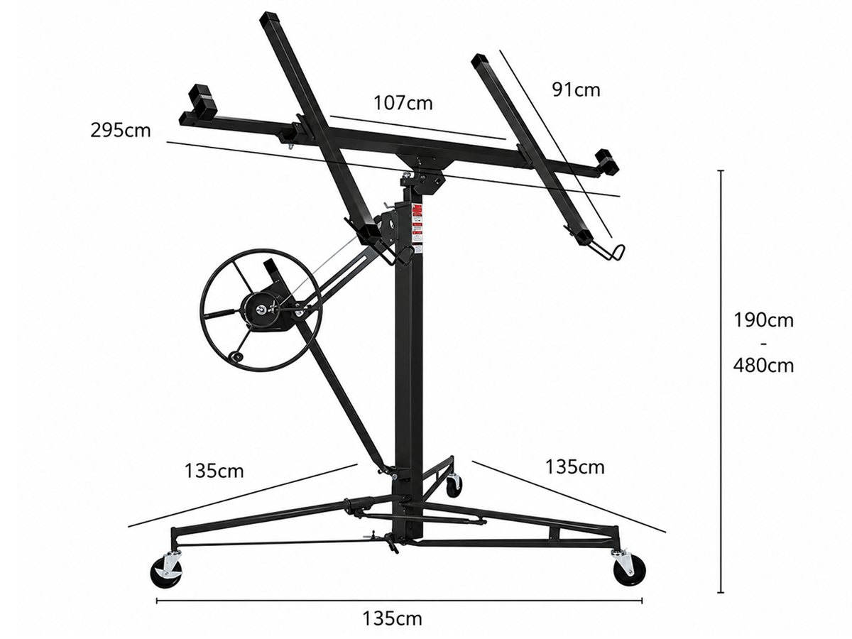 4.7M Drywall Panel Lifter 16FT Heavy Duty Plasterboard Hoist Drywall