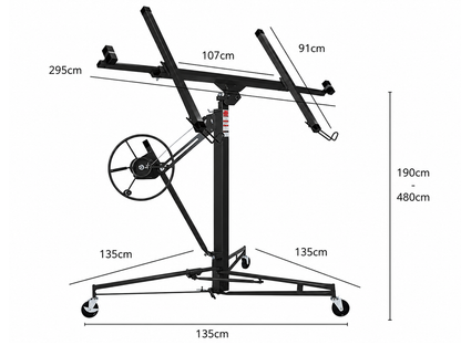 4.7M Drywall Panel Lifter 16FT Heavy Duty Plasterboard Hoist Drywall