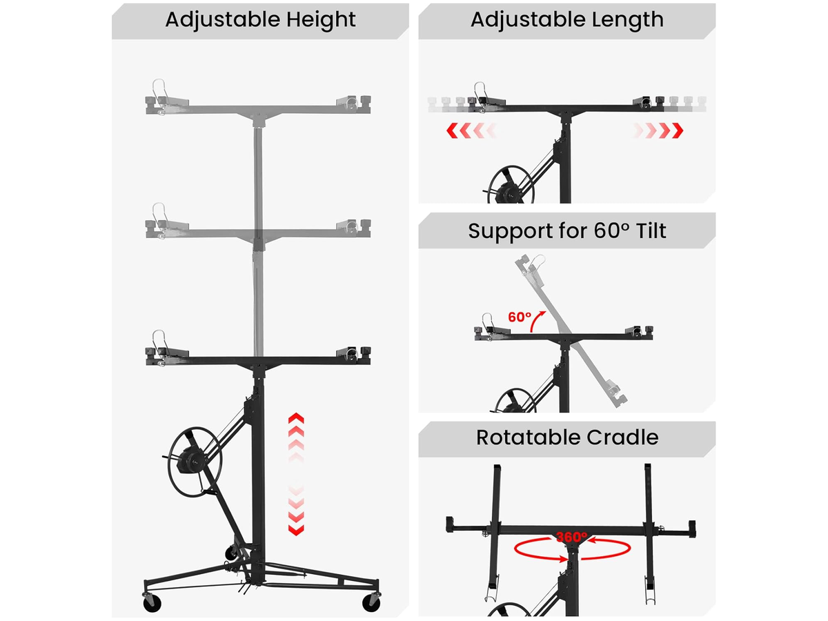 4.7M Drywall Panel Lifter 16FT Heavy Duty Plasterboard Hoist Drywall