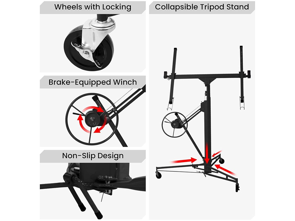 4.7M Drywall Panel Lifter 16FT Heavy Duty Plasterboard Hoist Drywall