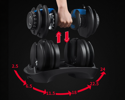 Adjustable Dumbbells 24Kg Pair
