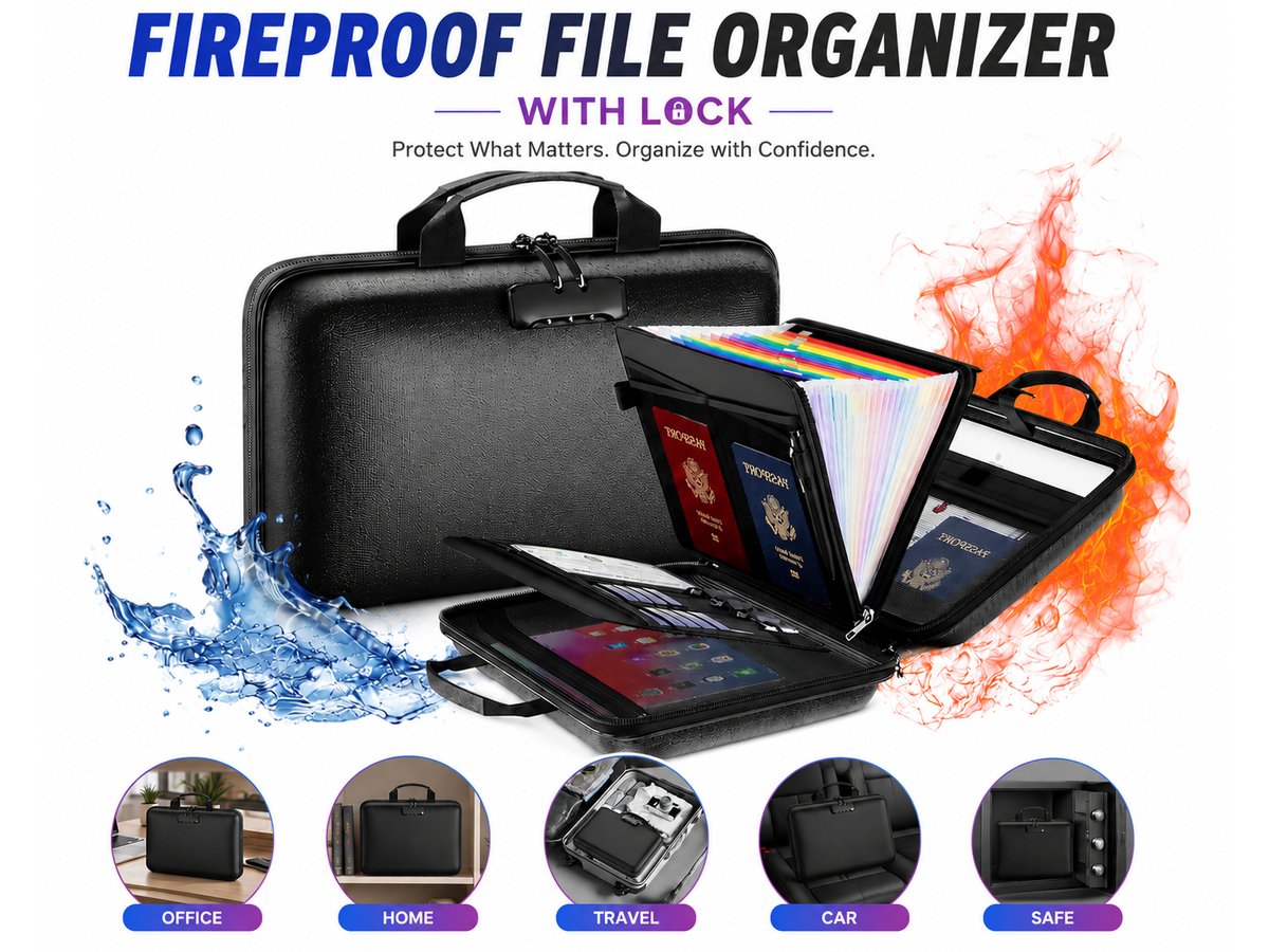 Fireproof File Organizer with Lock