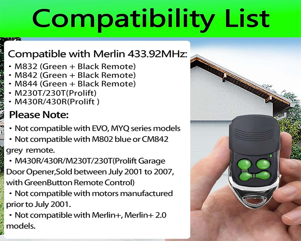 Merlin M842 Garage Remote Replacement