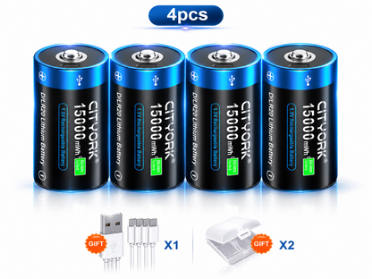 Rechargeable D Batteries 4 PCS