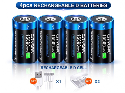 Rechargeable D Batteries 4 PCS