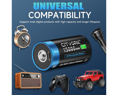 Rechargeable D Batteries 4 PCS