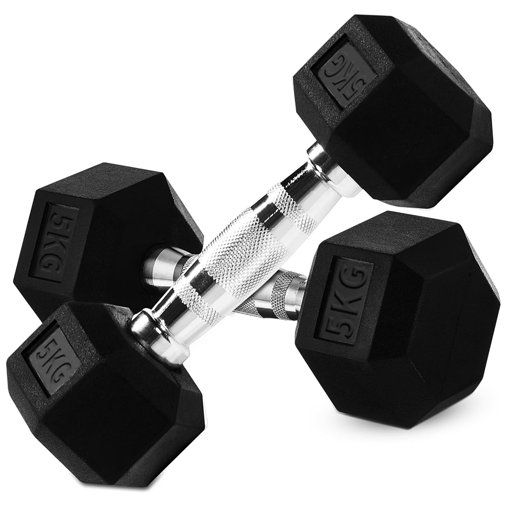 5KG Hex Dumbbells Rubber Encased Fitness Weights Pair