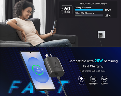 Samsung 25W Fast Charger With Type C Cable Replacement
