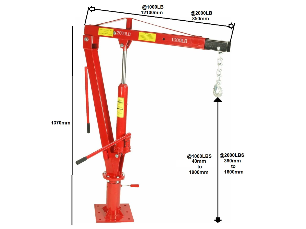 Engine Hoist Crane 900Kg Swivel Base Hydraulic Lifting Deck Hoist