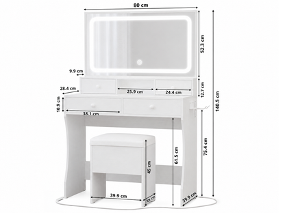 Dressing Table – 80CM Dressing Table with Mirror LED Lights