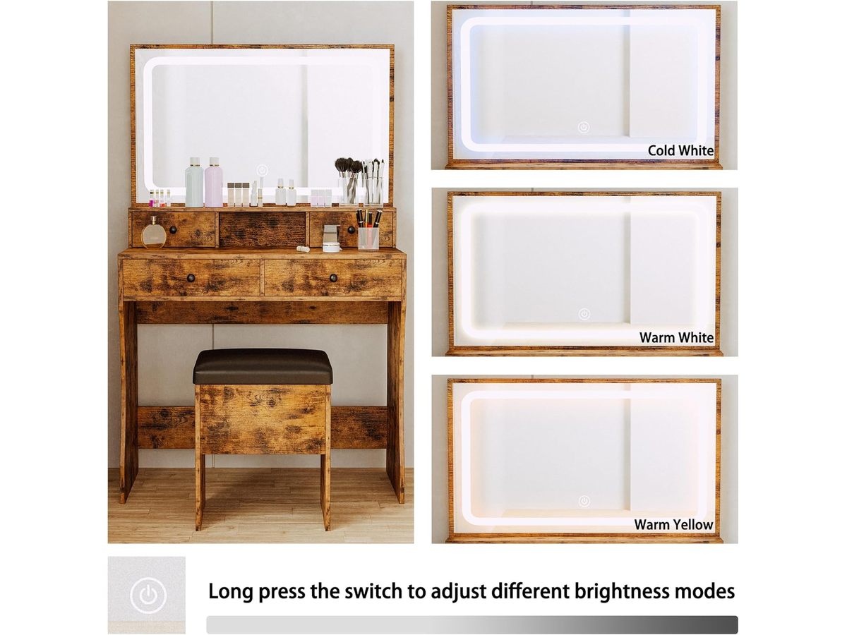 Dressing Table – 80CM Dressing Table with Mirror LED Lights