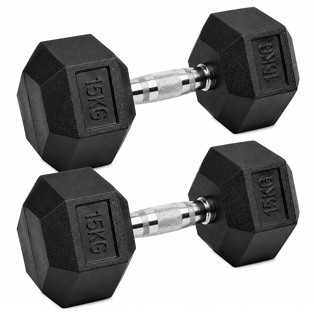 Dumbbell Set 2 x 15kg Hex Weights