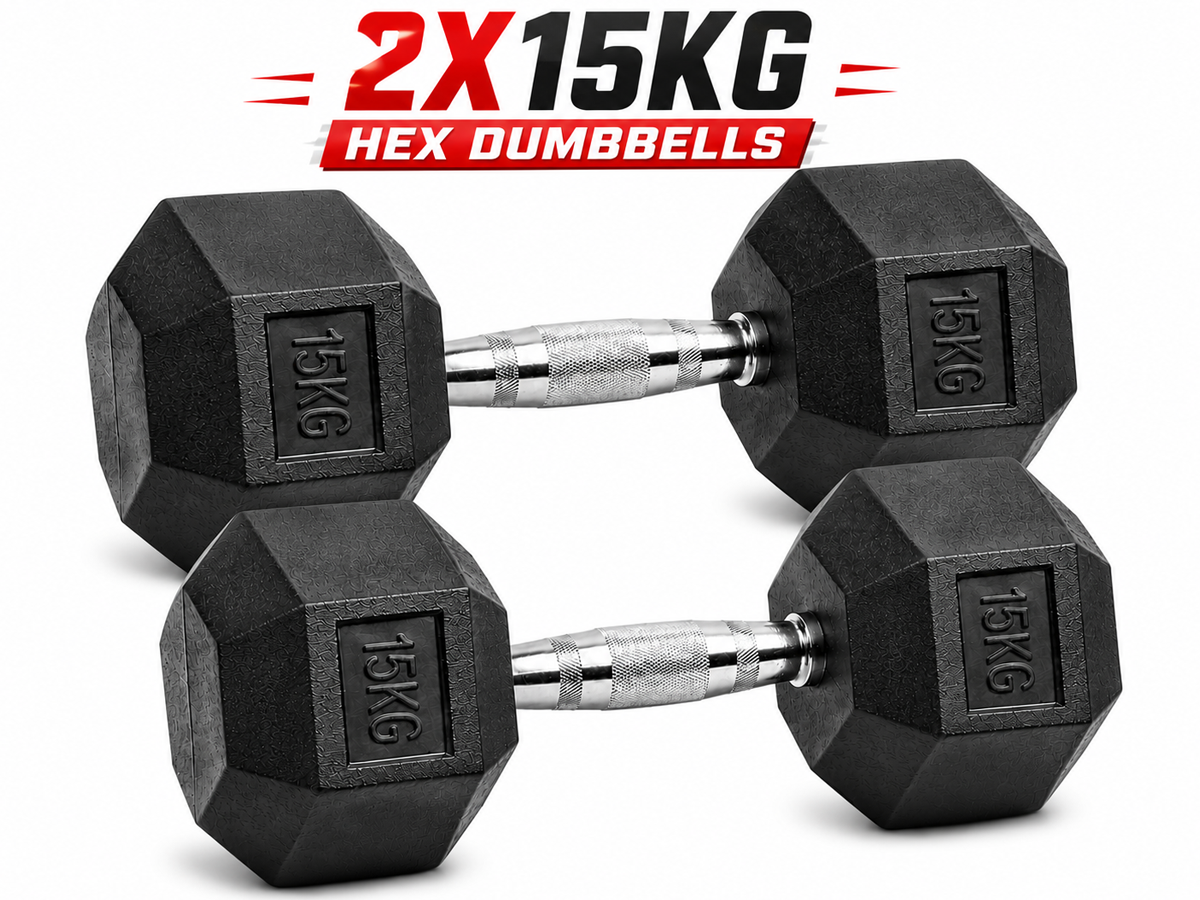 Dumbbell Set 2 x 15kg Hex Weights