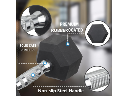 15kg Rubber Hex Dumbbell