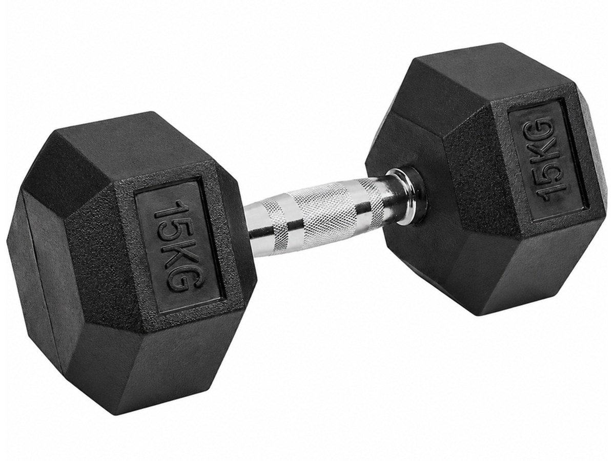15kg Rubber Hex Dumbbell
