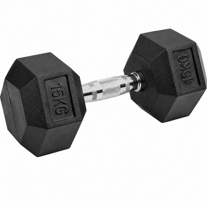 15kg Rubber Hex Dumbbell