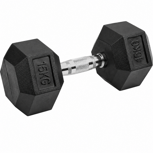 15kg Rubber Hex Dumbbell