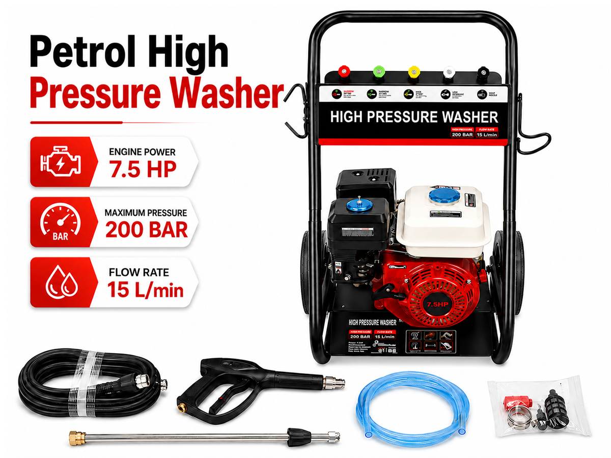 High Pressure Washer 7.5HP Petrol High Pressure Washer 200 Bar Jet Washer