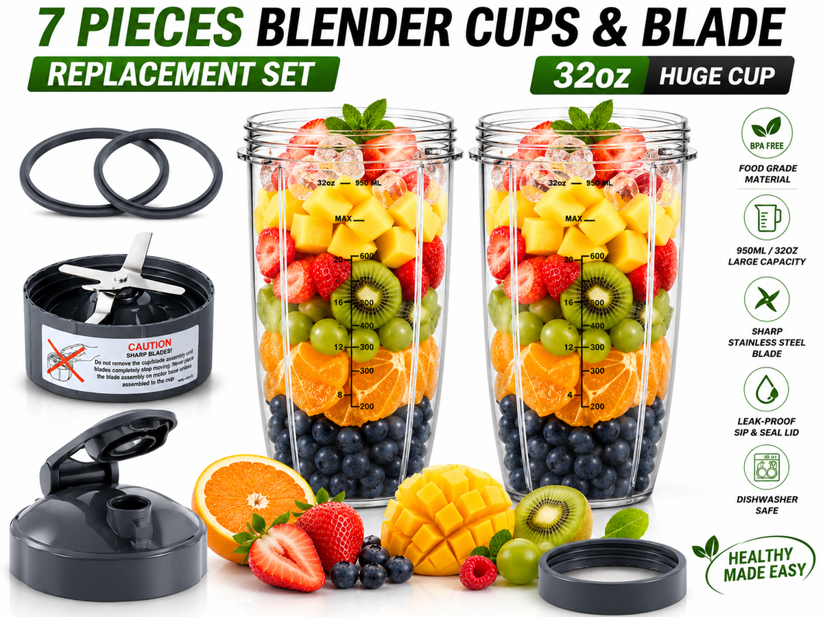 Replacement 7 PCS NutriBullet Juicer Cup Set