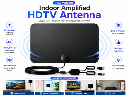 Digital TV Amplifier HDTV Digital Indoor Antenna