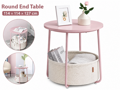VASAGLE Side Table with Fabric Basket