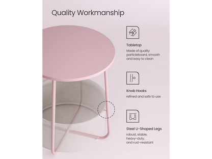 VASAGLE Side Table with Fabric Basket