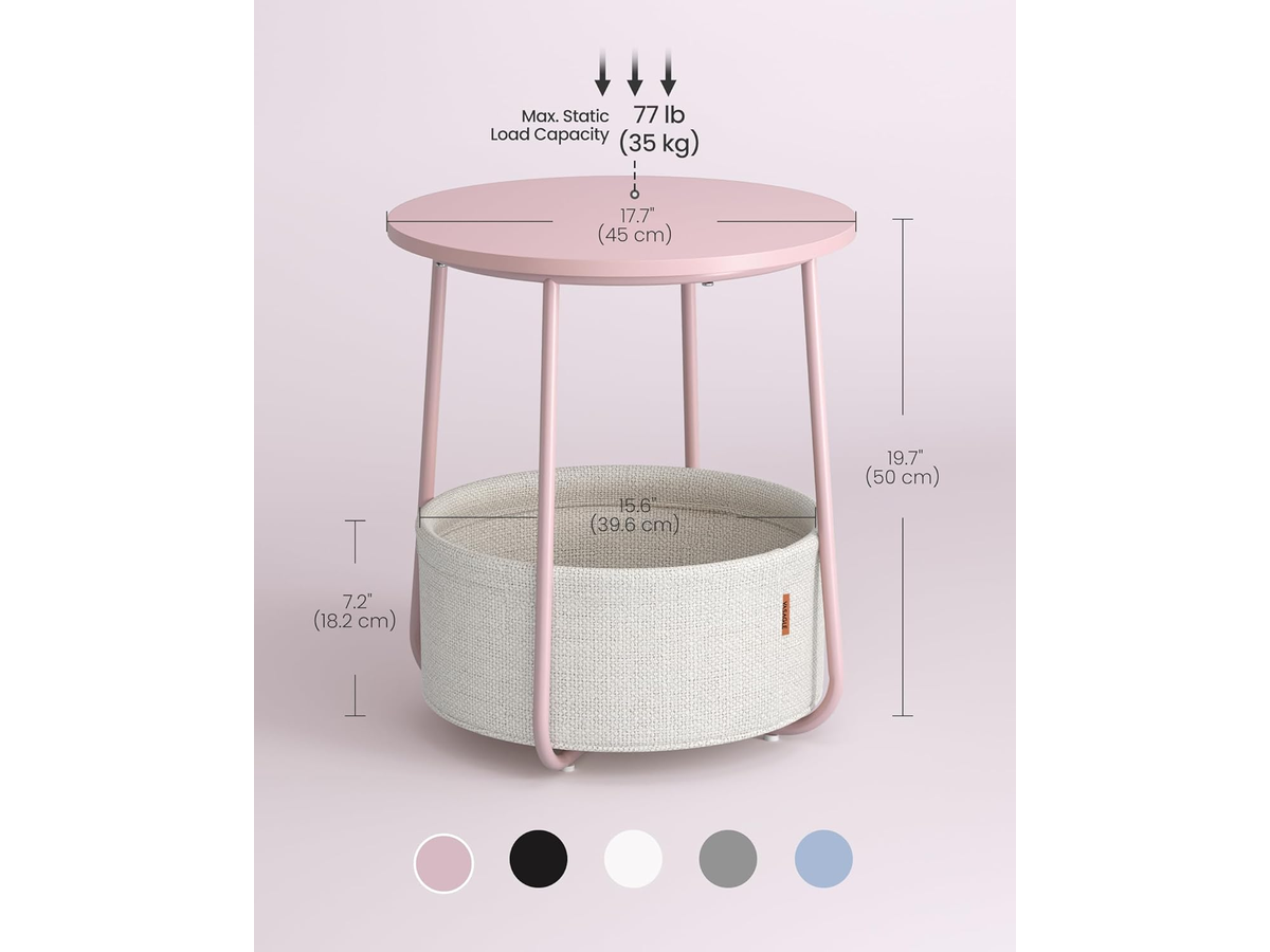 VASAGLE Side Table with Fabric Basket