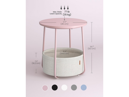 VASAGLE Side Table with Fabric Basket