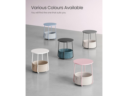 VASAGLE Side Table with Fabric Basket