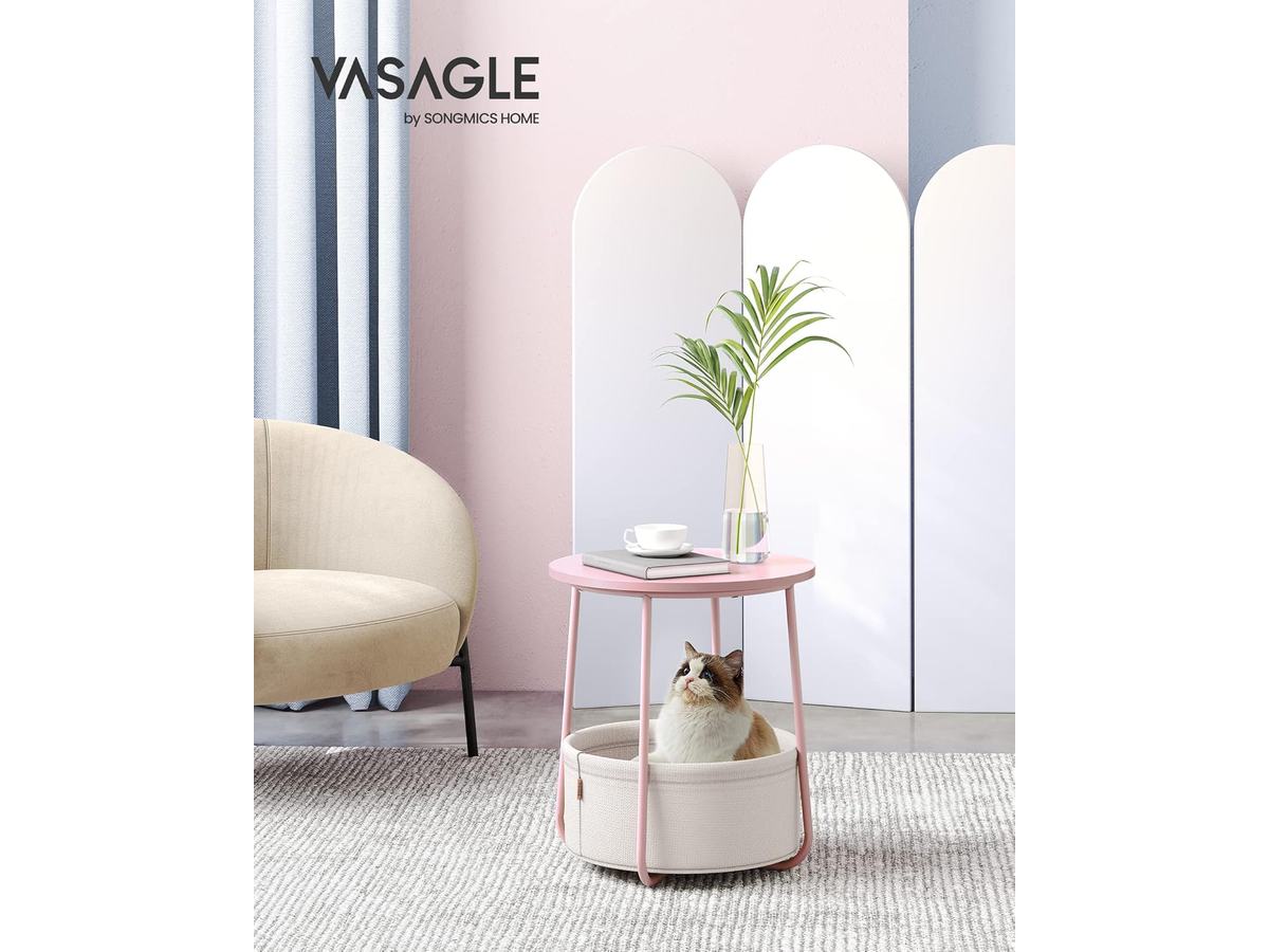 VASAGLE Side Table with Fabric Basket