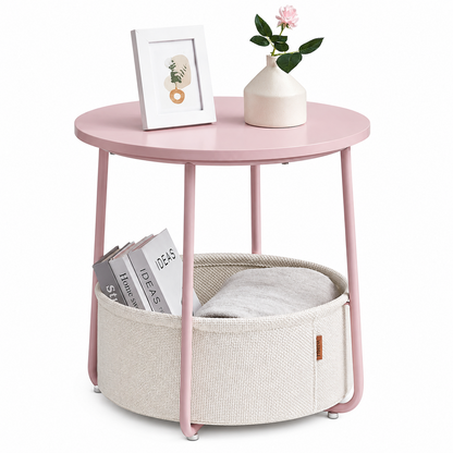 VASAGLE Side Table with Fabric Basket