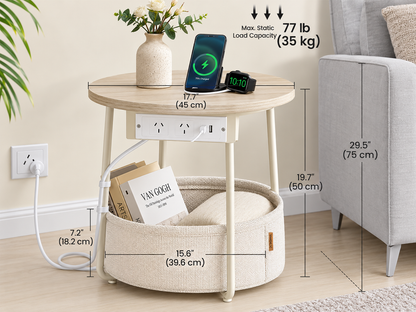 ide Table with Charging Station Round End Table