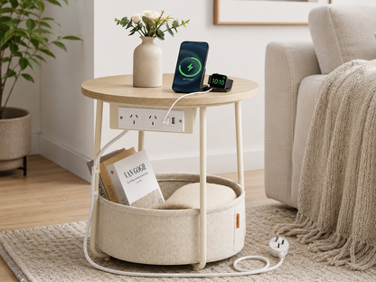 ide Table with Charging Station Round End Table