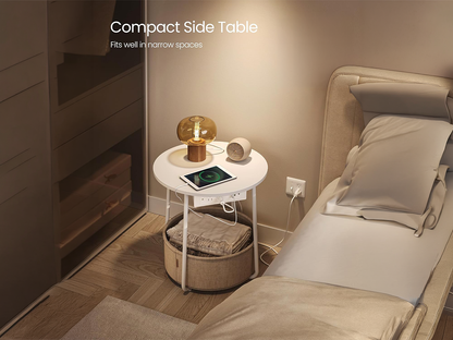VASAGLE Side Table with Charging Station