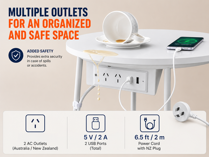 VASAGLE Side Table with Charging Station