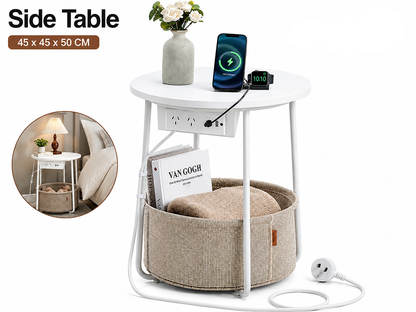 VASAGLE Side Table with Charging Station