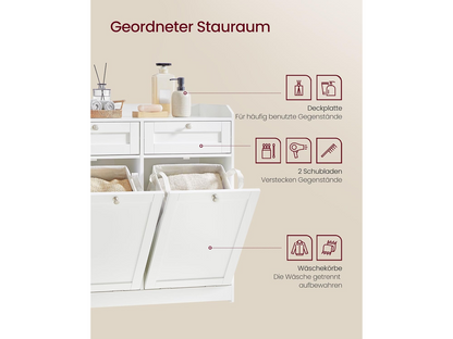 VASAGLE Bathroom Cabinet with Laundry Baskets
