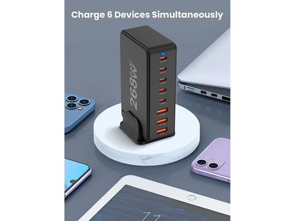 8 Port 260W USB C Charging Station GaN Fast Charging Hub