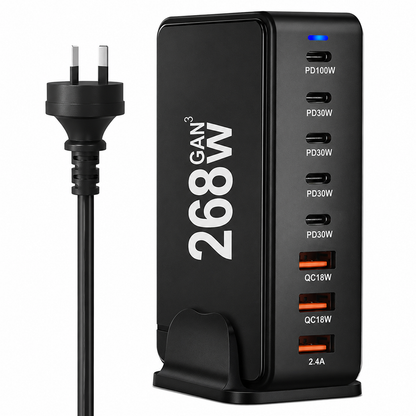 8 Port 260W USB C Charging Station GaN Fast Charging Hub