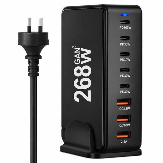 8 Port 260W USB C Charging Station GaN Fast Charging Hub