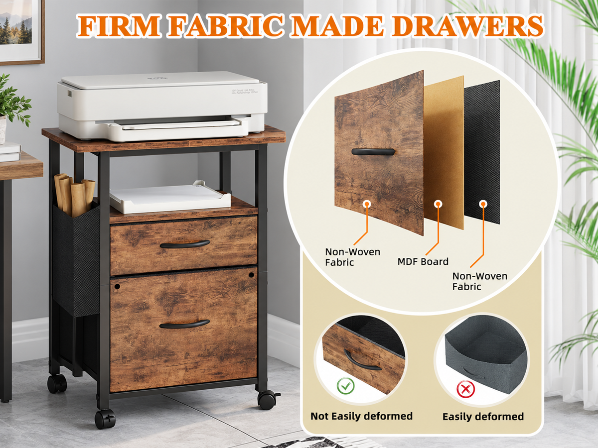 2 Drawer File Cabinet Mobile Filing Cabinet